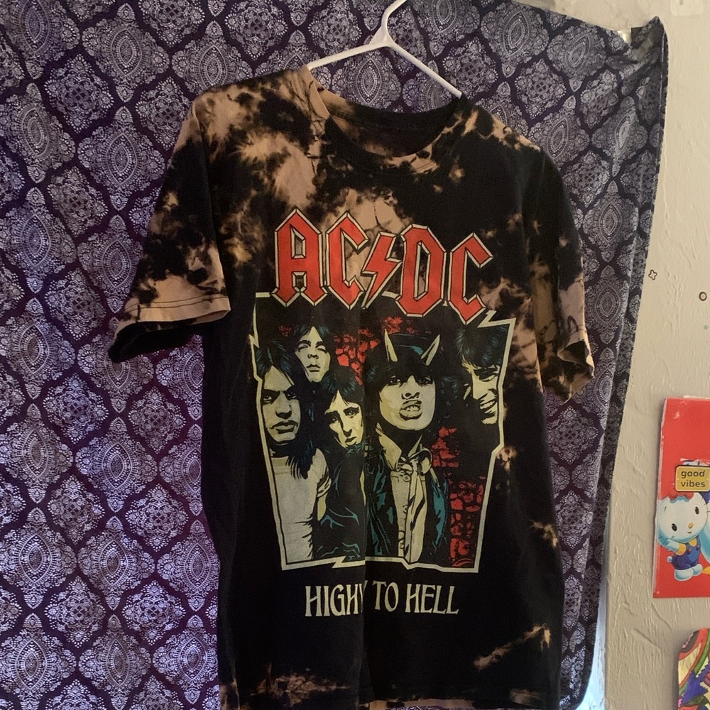 AC/DC Black and Tan Tie-Dye Band T-Shirt
